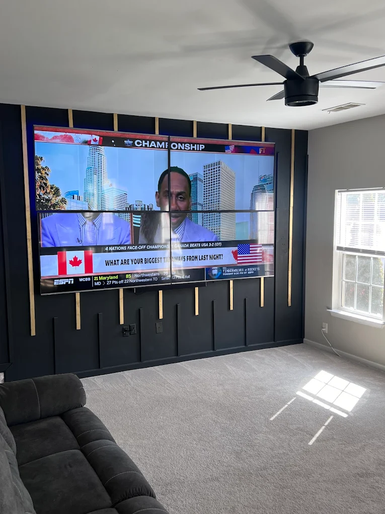 Multi-screen entertainment wall installation